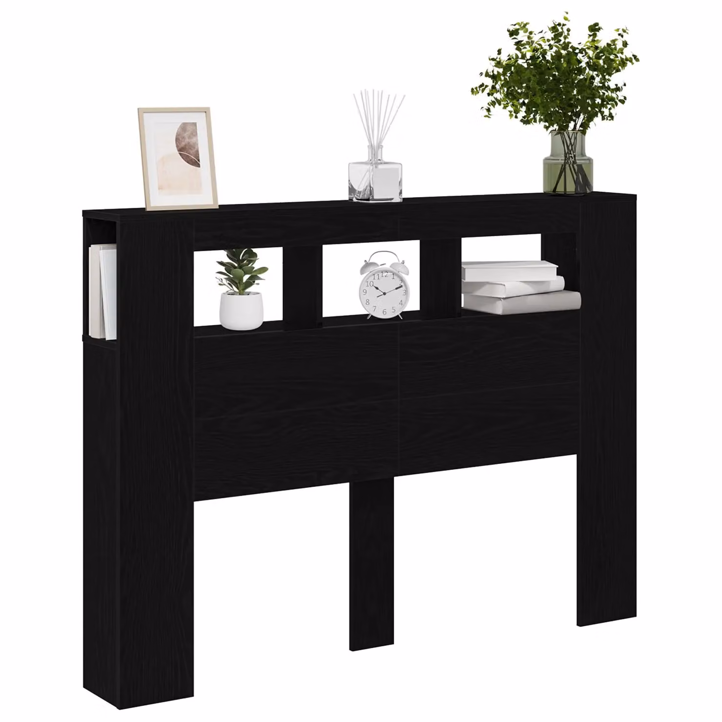 Berkfield Home LED Headboard in Black Oak, W: 140 cm, H: 103.5 cm, D: 18.5 cm – 2