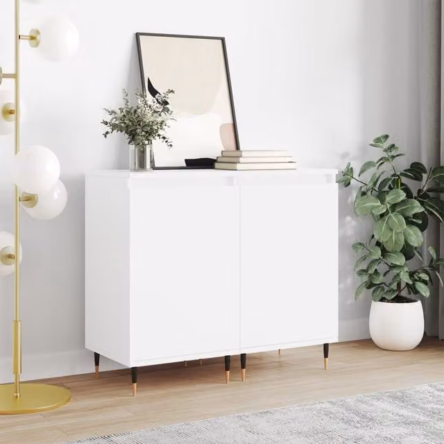 Berkfield Home Set of 2 Modern Sideboards in White and Black, W/D/H: 40 x 35 x 70 cm – 1