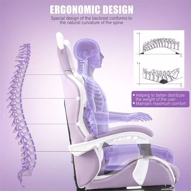 NESTLUNE Purple Gaming Chair with Cat Ears and Armrests, Height Adjustable, H 100 cm x W 100 cm x D 100 cm