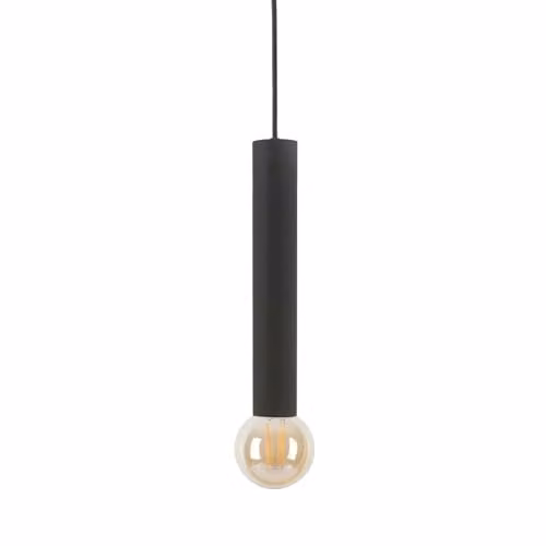 Italux Marvi Modern Cylinder Pendant Ceiling Light, Black, E27