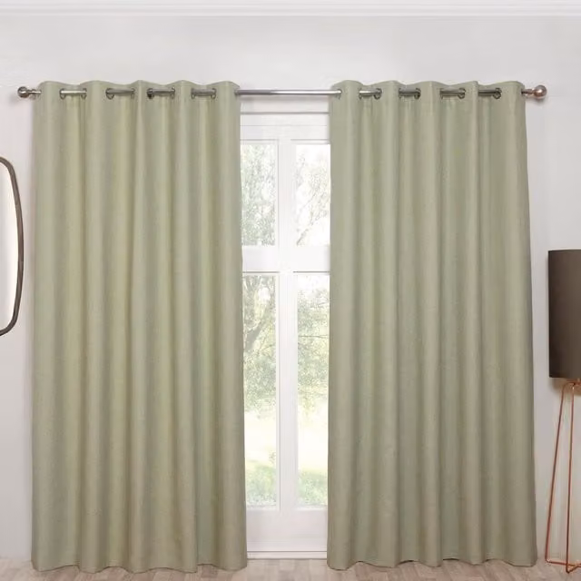 Sundour Green Blackout Eyelet Curtains, Thermal Insulating, W: 183 cm, H: 229 cm