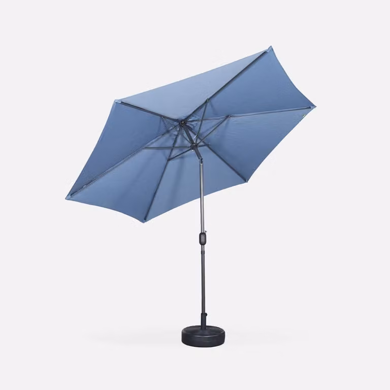 sweeek 3m Round Centre Pole Parasol in Blue with Aluminium and Polyester Construction