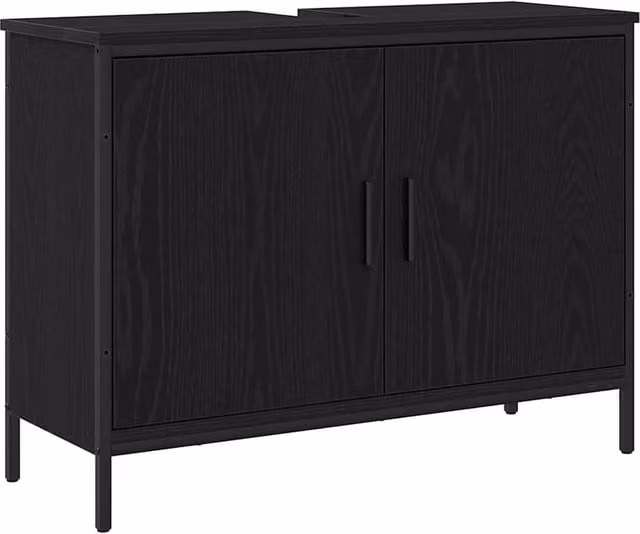 Berkfield Home Modern Black Oak Bathroom Sink Cabinet, W/D/H: 80 x 30 x 60 cm