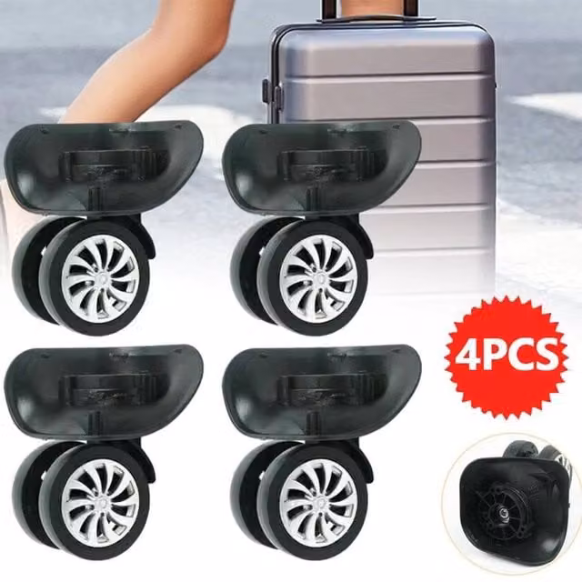NESTLUNE 4-Piece Universal Swivel Caster Replacement Wheels in Black with Rubber and Plastic Components
