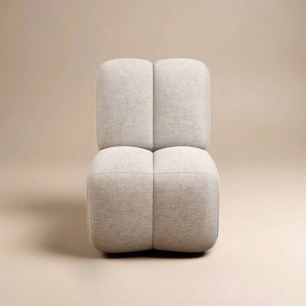 Solace+Co Maelys Sculptural Lounge Chair in Beige Chenille Fabric – 3