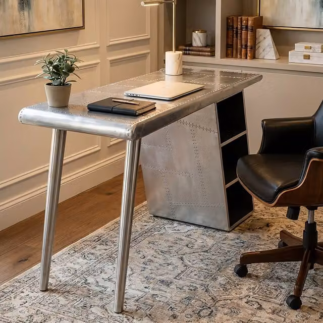 Fifty Five South Mango Writing Desk in White and Black