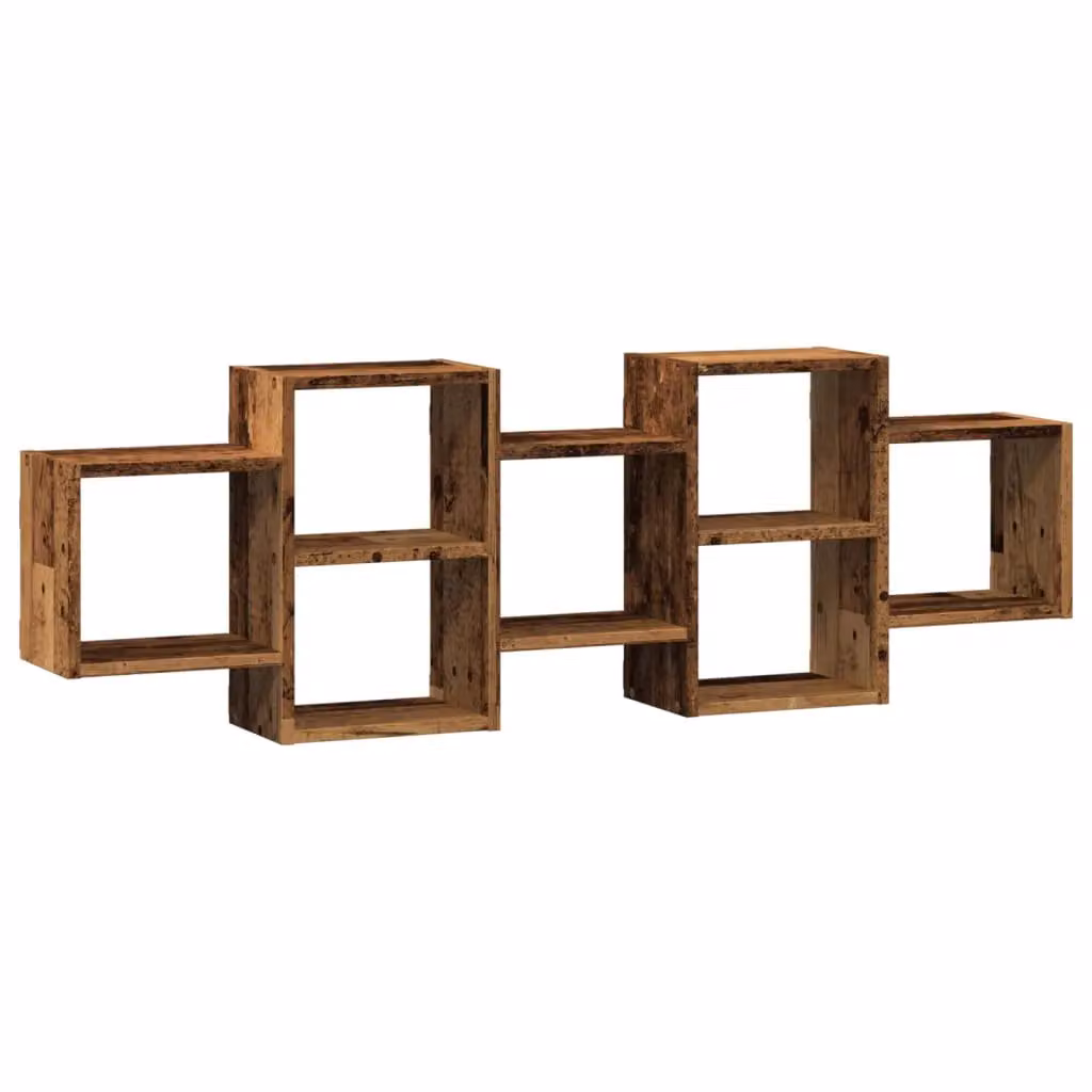 Berkfield Home Wall Shelf in Old Wood Brown, W/D/H: 129 x 18 x 42 cm – 2