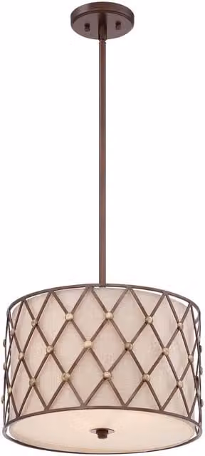 Netlighting 3 Light Medium Lattice Ceiling Pendant in Copper and Brown with E27 Fitting