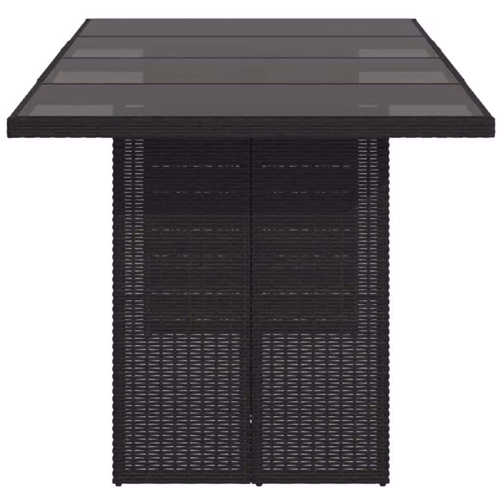 Berkfield Home Modern Black Poly Rattan Garden Table with Glass Top, W: 190 cm, D: 80 cm, H: 75 cm – 3