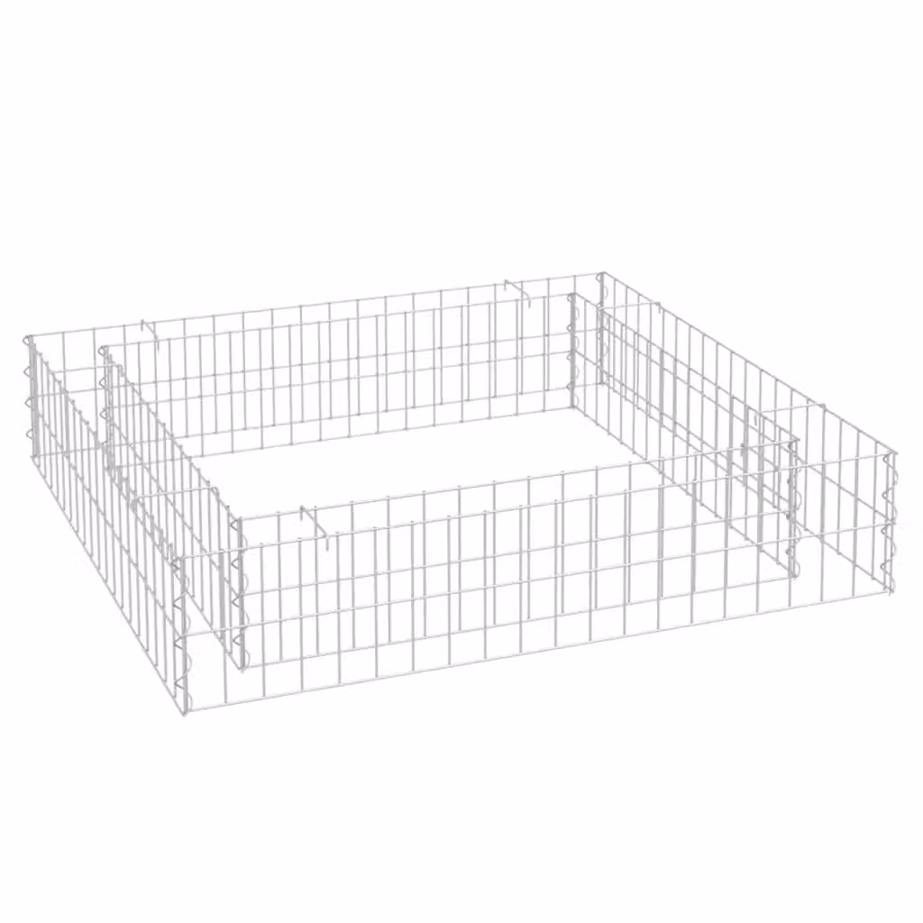 Berkfield Home Silver Galvanised Steel Wire Mesh Gabion Raised Bed, W/D/H: 100 x 100 x 20 cm