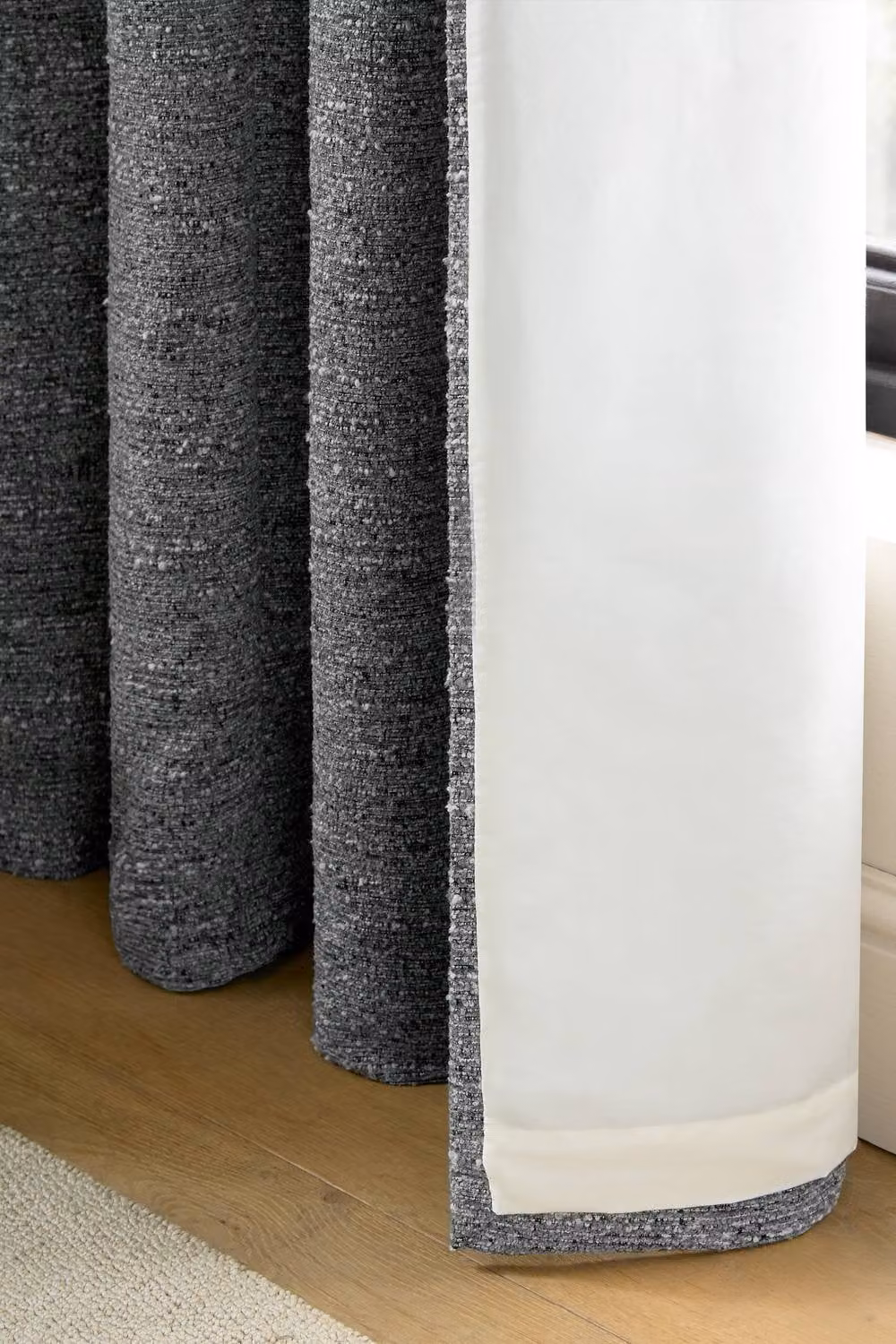Catherine Lansfield Chunky Boucle Lined Eyelet Curtains in Charcoal Grey, Width: 117 cm, Drop: 229 cm – 3