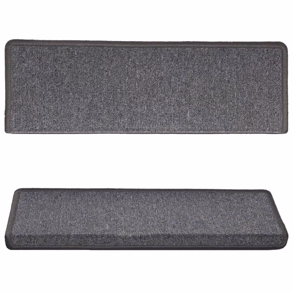Berkfield Home Self-Adhesive Carpet Stair Treads, 15 Pieces, Dark Grey, W: 65 cm, D: 21 cm, H: 4 cm – 3
