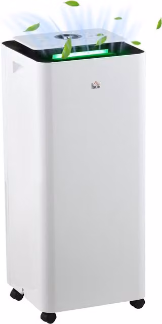 HOMCOM White Portable Dehumidifier with 16L/Day Capacity, Air Filter, 24H Timer and 5 Modes – 1
