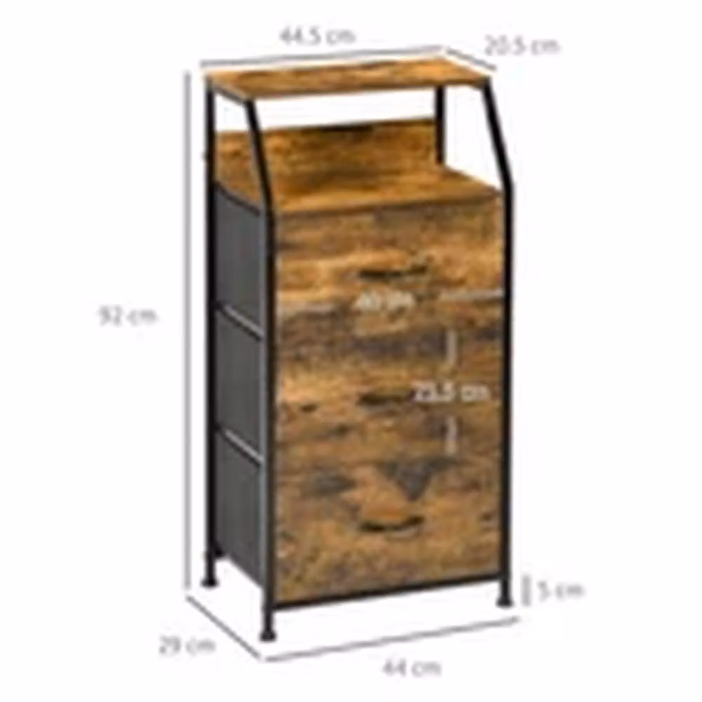 Havendro 3-Drawer Storage Cabinet with Display Shelves in Brown and Multicolour Industrial Design – 2