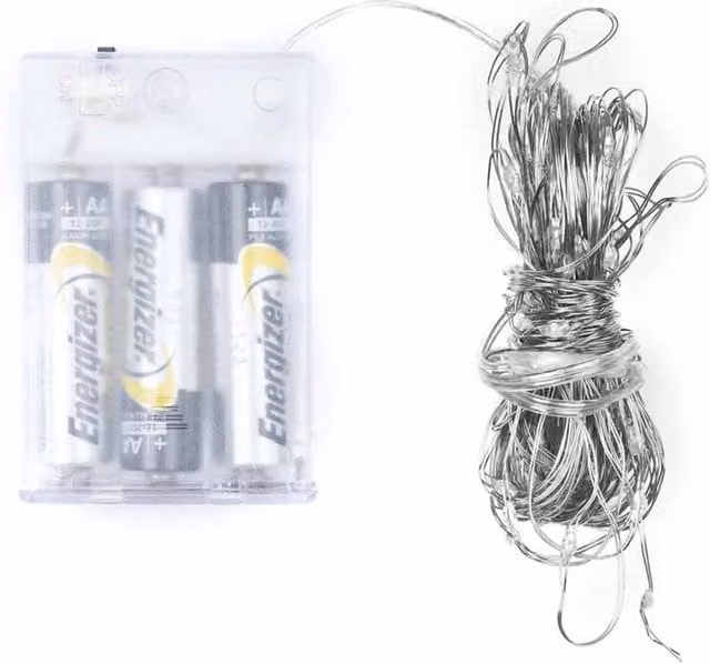 Lemon Pavilion 100 LED Warm White Battery Micro Lights with 10m Silver Metal Wire