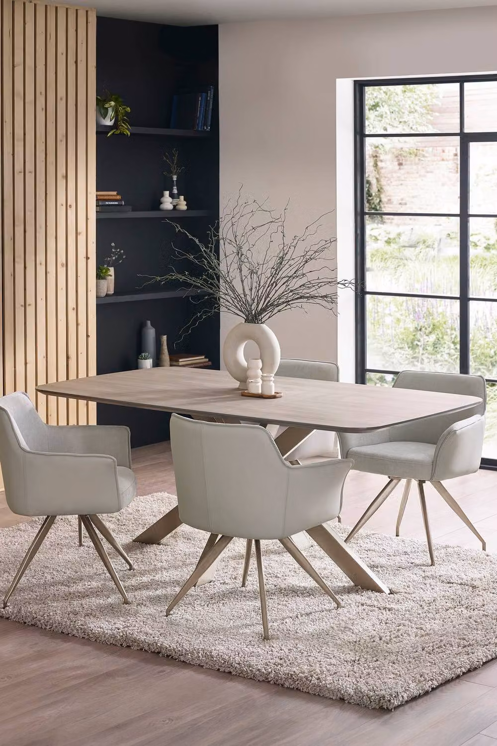 Julian Bowen Noah Ivory Fabric Upholstered Dining Chair with Armrests – 2