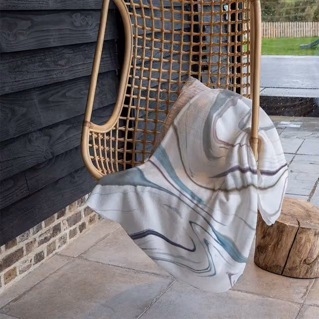 Benjamin Tate Design Blue Rippled Marble Fleece Blanket, W/D/H: 120 x 150 cm