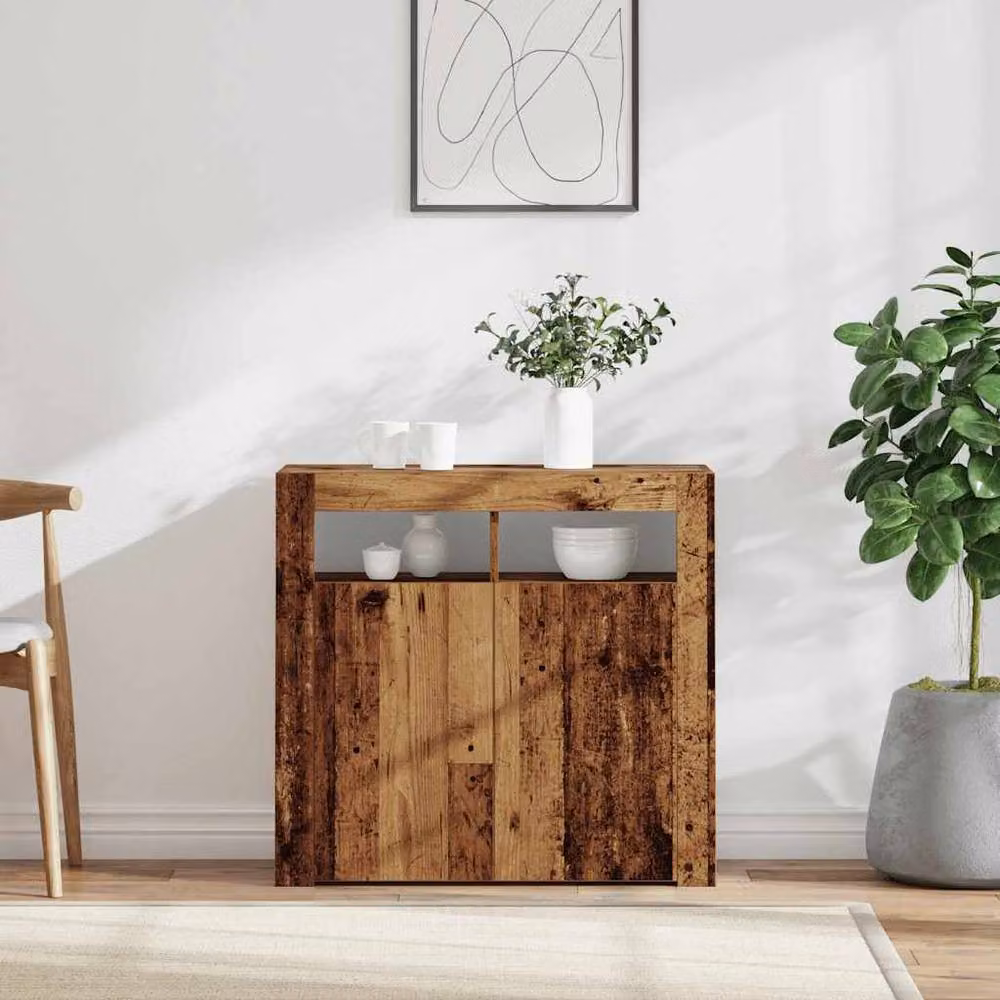 Berkfield Home Modern Sideboard with Integrated LED Lights in Brown, W/D/H: 80 x 35 x 75 cm – 2