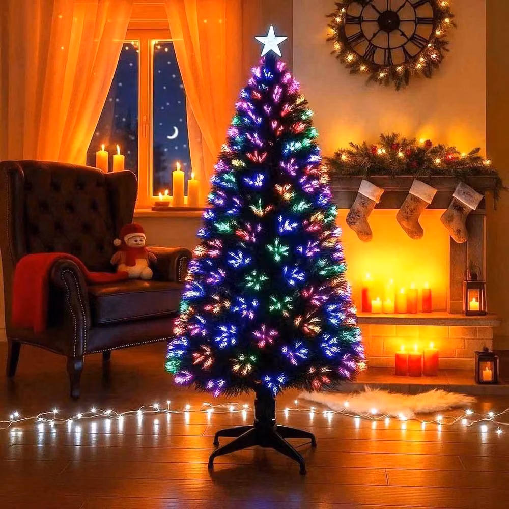 SPETLEK 4ft Pre-Lit Colour Changing RGB LED Fiber Optic Christmas Tree in Green, W: 60 cm, D: 60 cm, H: 100 cm – 3
