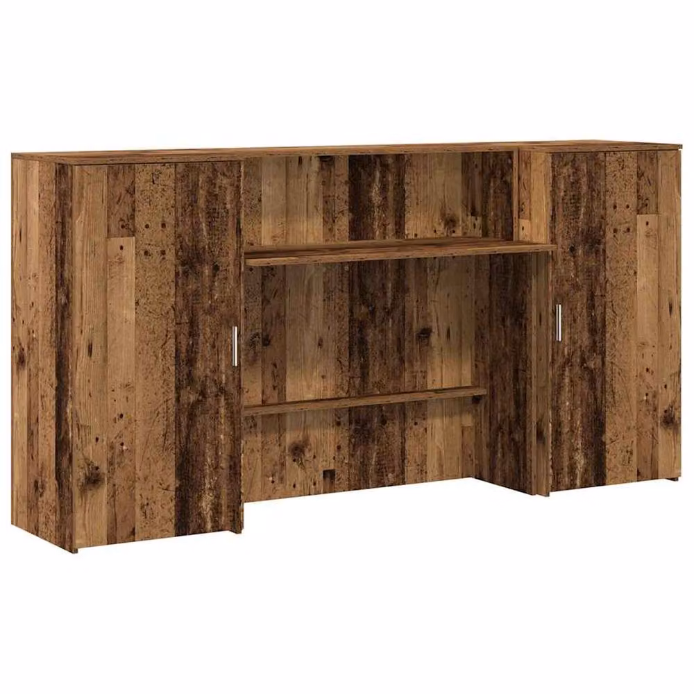 Berkfield Home Old Wood Reception Desk in Brown, W: 200 cm, D: 50 cm, H: 103.5 cm – 3