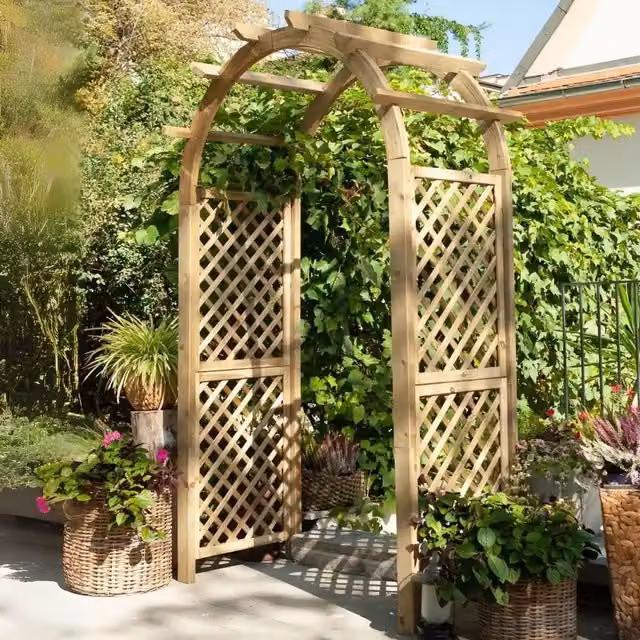 Jagram Garden Buildings Classic Rose Wooden Garden Arch in Brown, L137 x W92 x H247 cm – 1