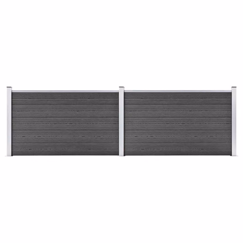Berkfield Home Durable WPC Fence Panel Set, Black, W: 353 cm, H: 105 cm – 2