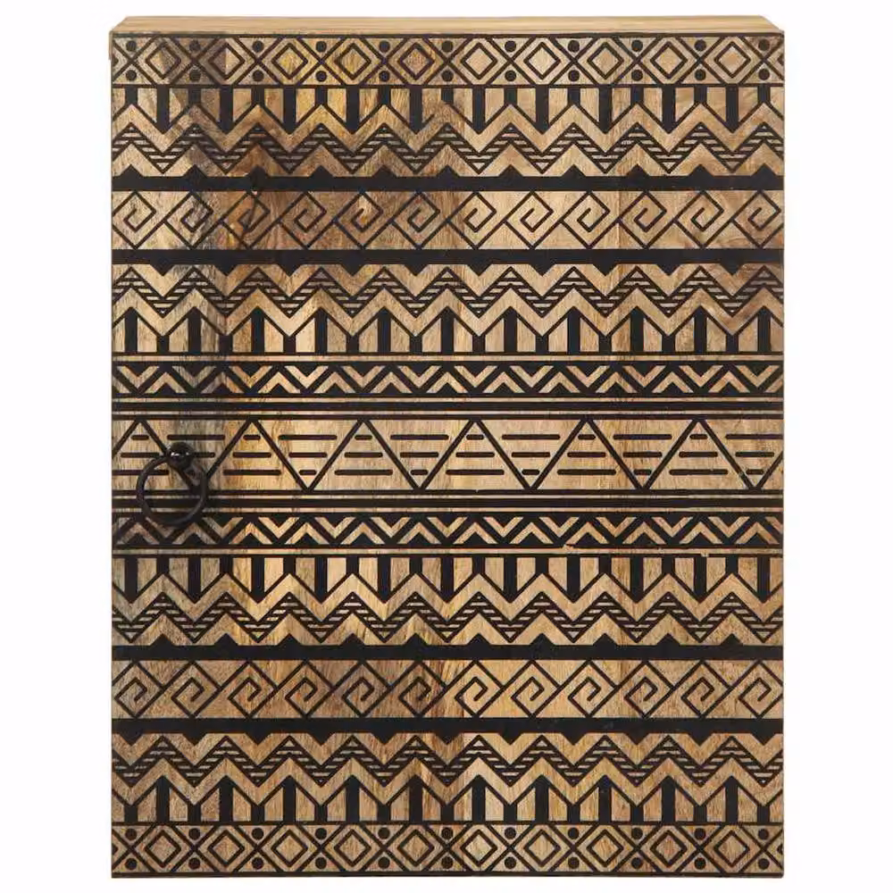 Berkfield Home Black Corner Bathroom Hanging Cabinet in Solid Mango Wood W/D/H: 38 x 33.5 x 48 cm – 3