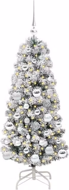 Berkfield Home Realistic Artificial Hinged Tabletop Christmas Tree in Green and White, Height: 120 cm