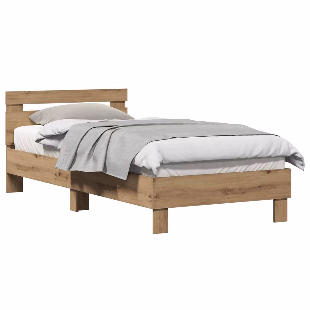 Berkfield Home Artisan Oak Bed Frame in Beige, Engineered Wood, W/D/H: 203 x 95 x 70 cm – 2