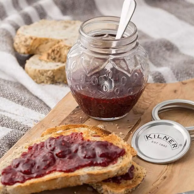 Set of 6 Kilner Glass Vacuum Fruit Jam Jars with Silver Screw Tops, 0.4 l each, Clear