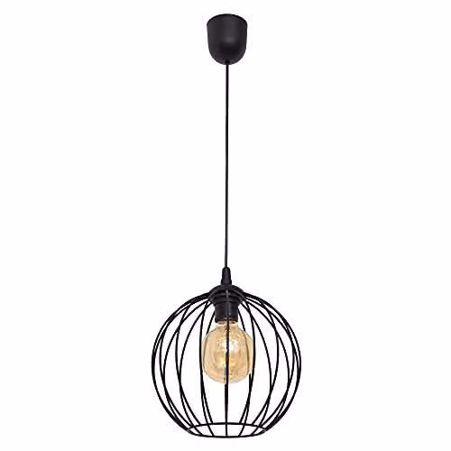 Netlighting Mercure Wire Frame Pendant Ceiling Light Black, Diameter: 24 cm