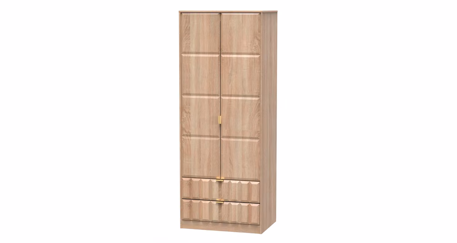 Ready Assembled Metro 2 Door 2 Drawer Wardrobe in Light Oak – 2