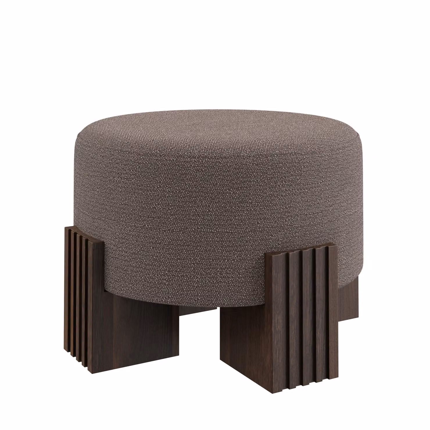 Dome Deco CLARK Art Deco Cylindrical Upholstered Stool in Brown