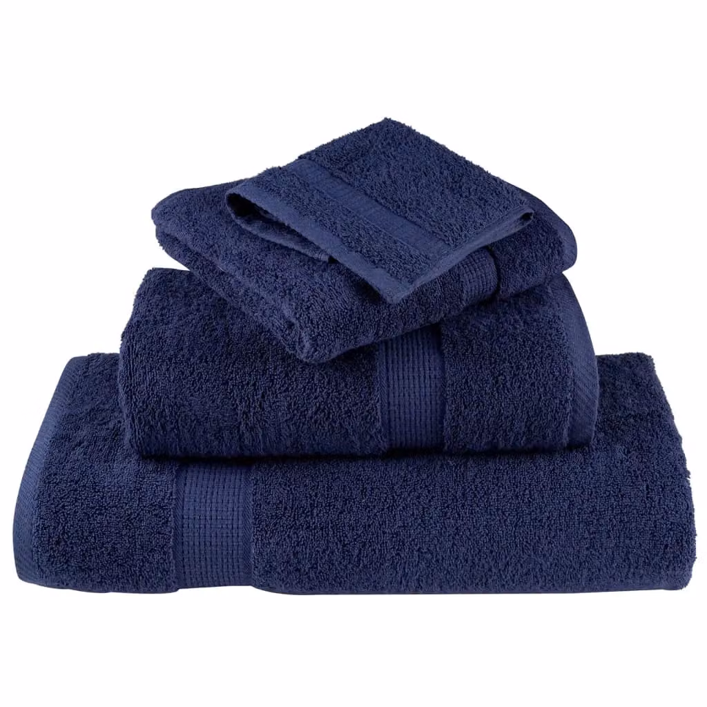Berkfield Home SOLUND 6 Piece Premium Navy Blue Cotton Terry Towel Set, 600 gsm – 3