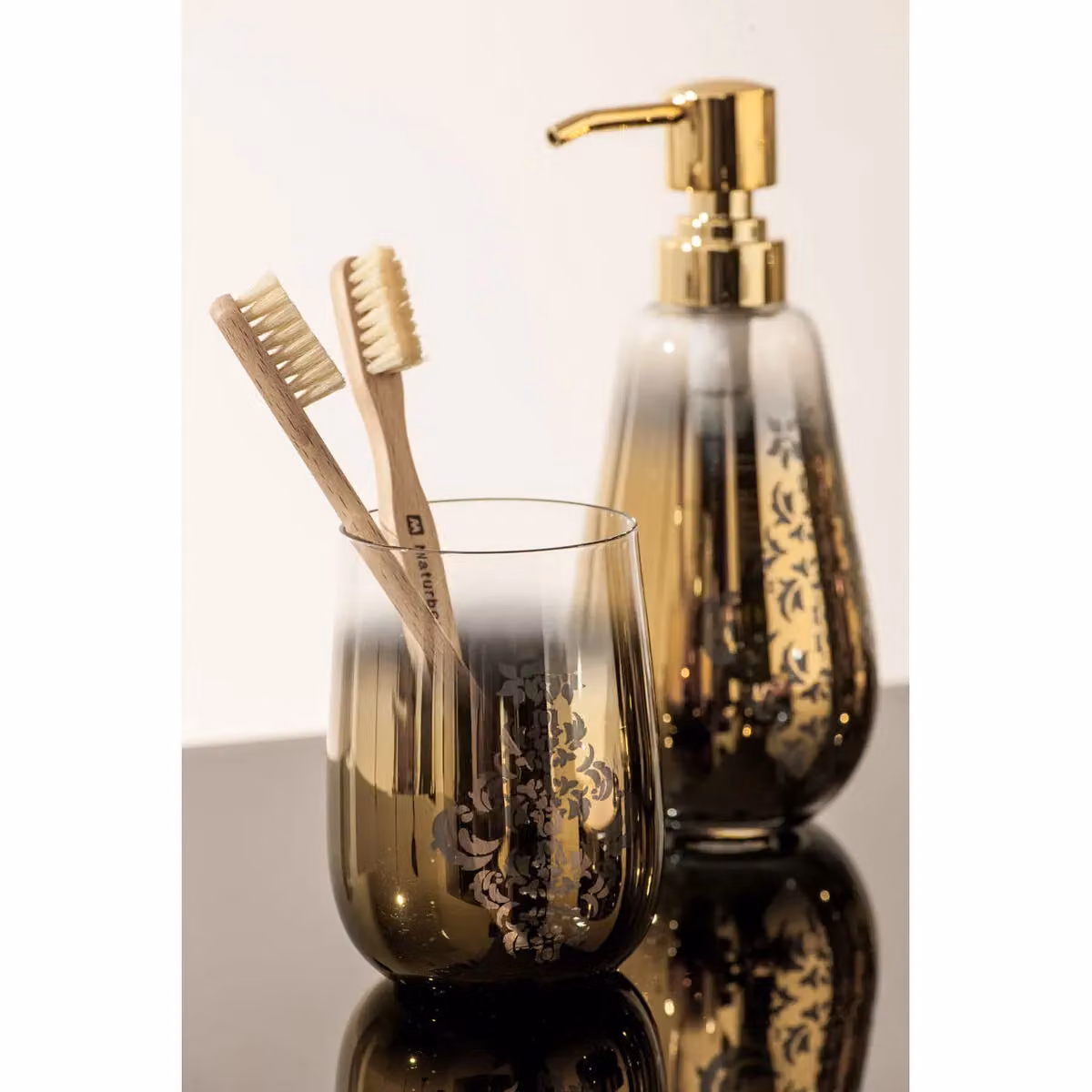 Orsina Elissa Gold Transparent Glass Tumbler, 320 ml – 2