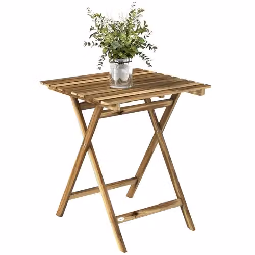 Outsunny Foldable Acacia Wood Outdoor Coffee Table in Brown, W/D/H: 60 x 60 x 73 cm – 1