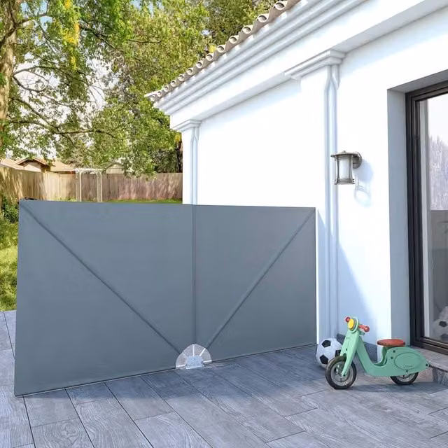 Berkfield Home Collapsible Terrace Side Awning in Grey, W: 300 cm, H: 150 cm
