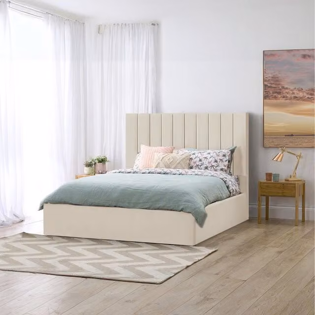 Desire Deco Valentina Upholstered Storage Bed in Orange Velvet Fabric, 120 x 200 cm