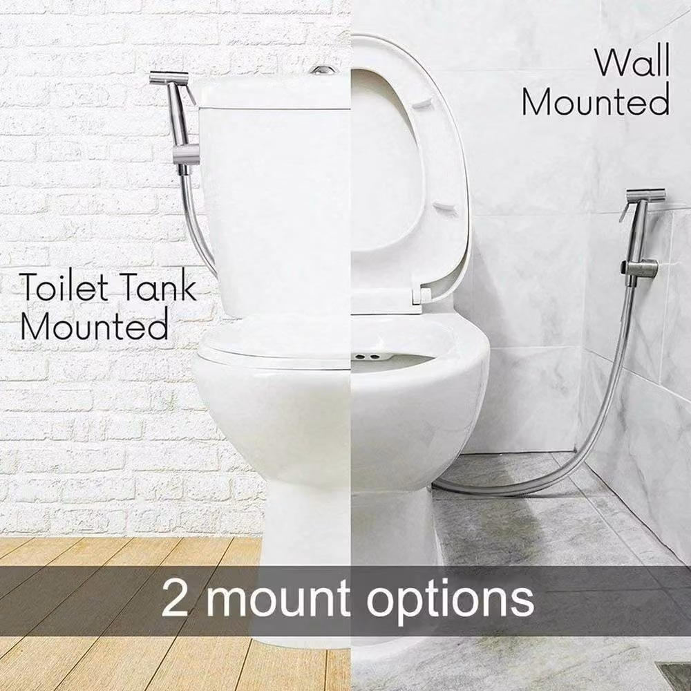 NESTLUNE Handheld Bidet Spray with Anti-Kink Stainless Steel Hose in Silver, Hose Length: 180 cm – 3