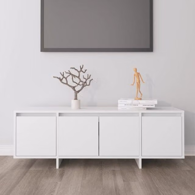 Berkfield Home Modern White TV Cabinet in Engineered Wood W/D/H: 120 x 30 x 40.5 cm