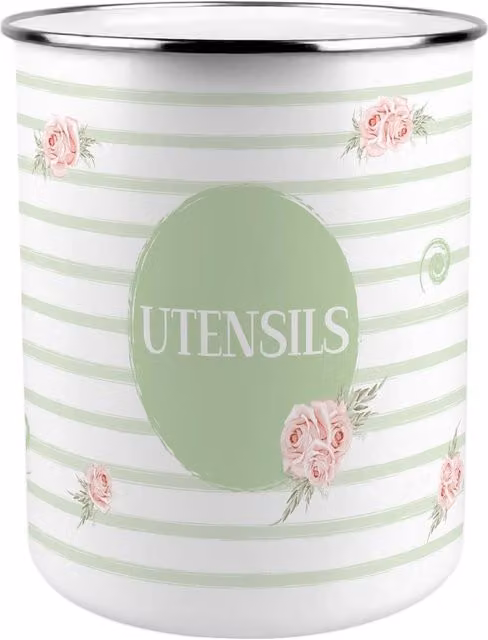 Purely Home Ceramic Freestanding Kitchen Utensil Holder in Green, White and Pink
