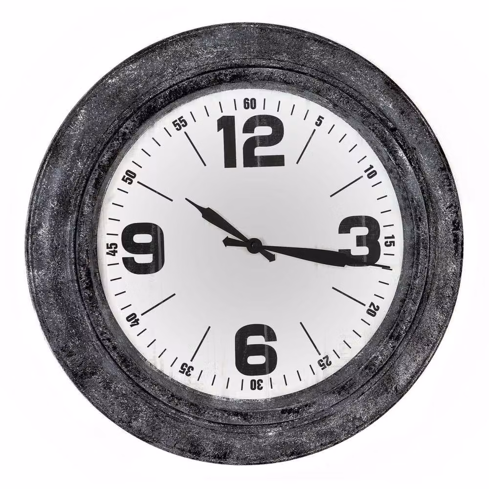 Wyld Haus Industrial Round Analog Wall Clock in Black and White, Diameter: 45 cm – 2