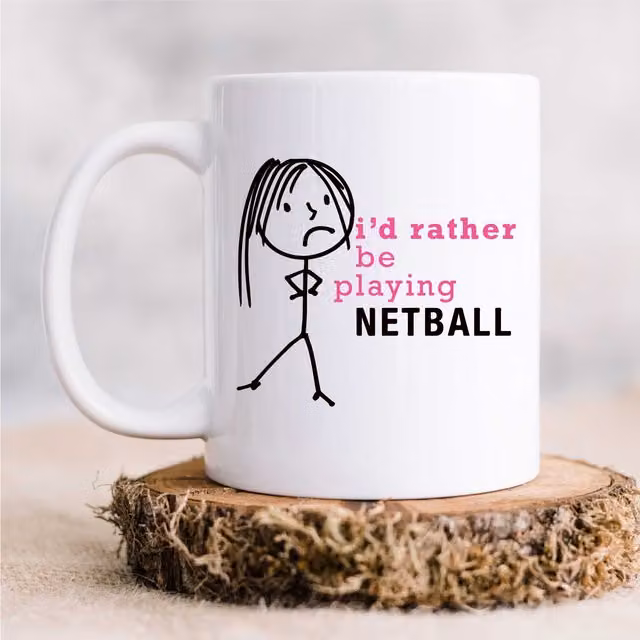 60 Second Makeover Women's I'd Rather Be Playing Netball Ceramic Mug, White