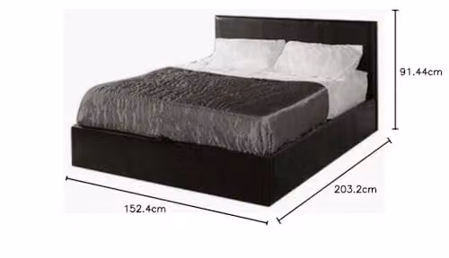 Modernique Black Faux Leather Ottoman Double Storage Bed with Gas Lift Base, W/D/H: 140 x 200 x 145 cm – 5