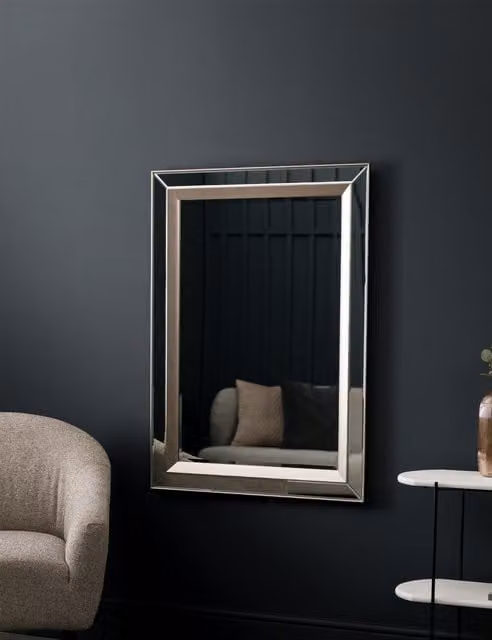 Gallery Direct Madrid Extra Large Rectangular Modern Wall Mirror in Silver