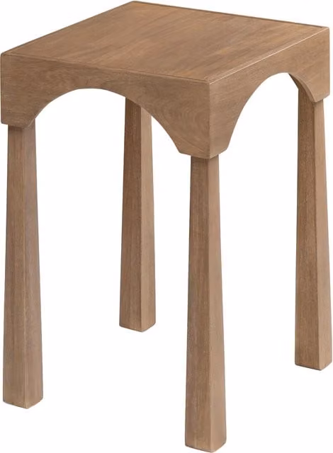 MH London Casa Solid Wood Veneer Side Table in Beige and Brown