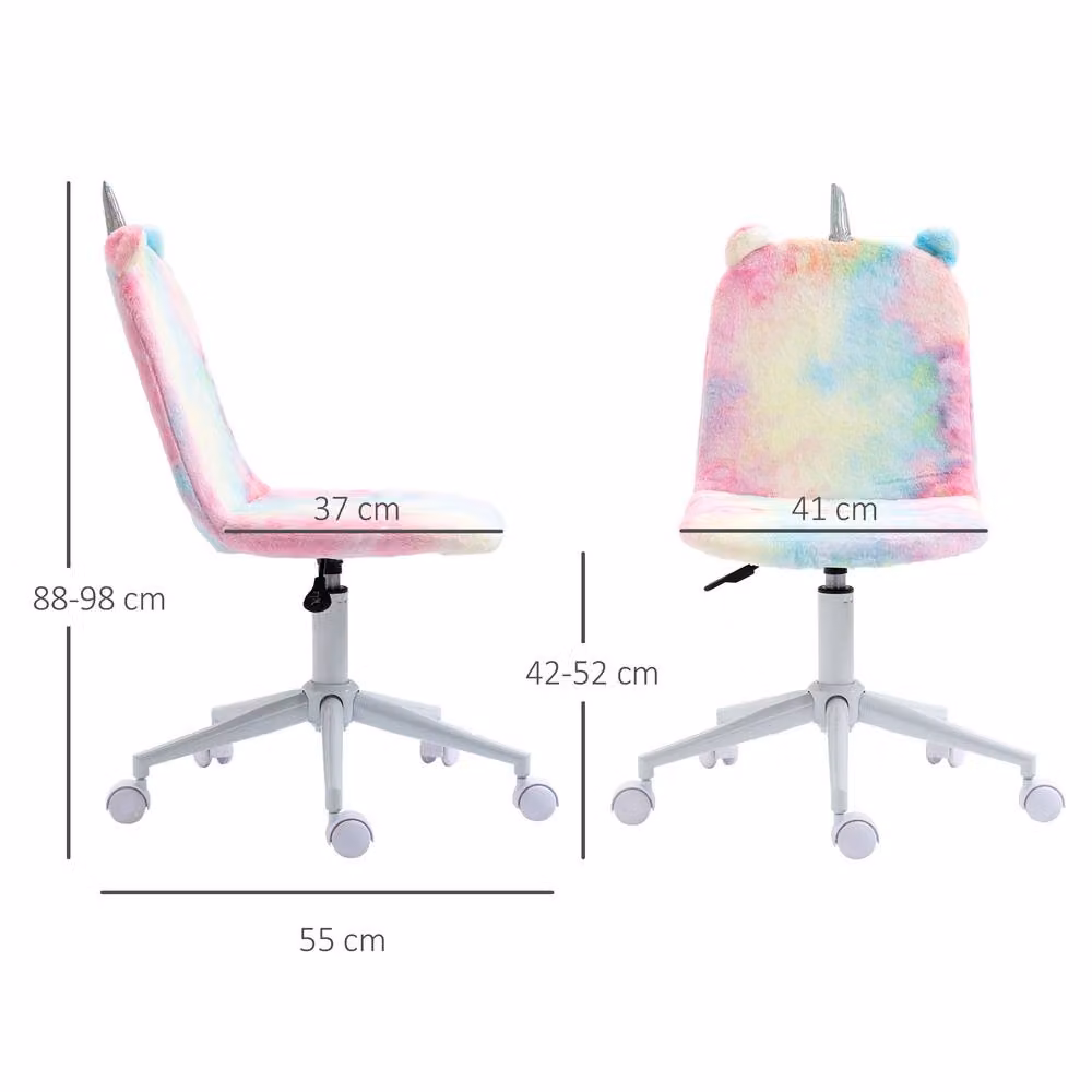 ERGOVEXA Fluffy Unicorn Mid-Back Swivel Task Chair in Pink and Multicolour – 2