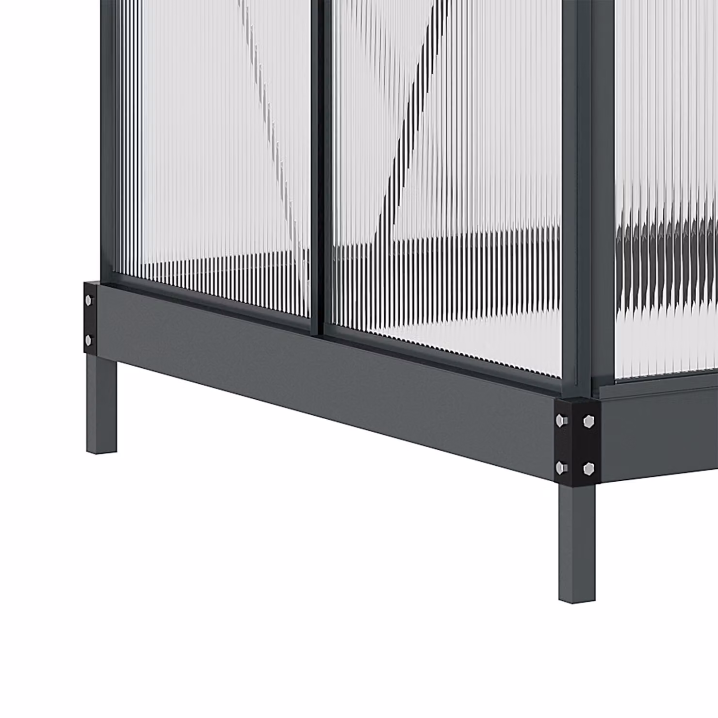 Outsunny Polycarbonate Greenhouse with Aluminium Frame and Galvanised Steel Base, Grey, W/D/H: 183 x 122 x 201 cm – 6