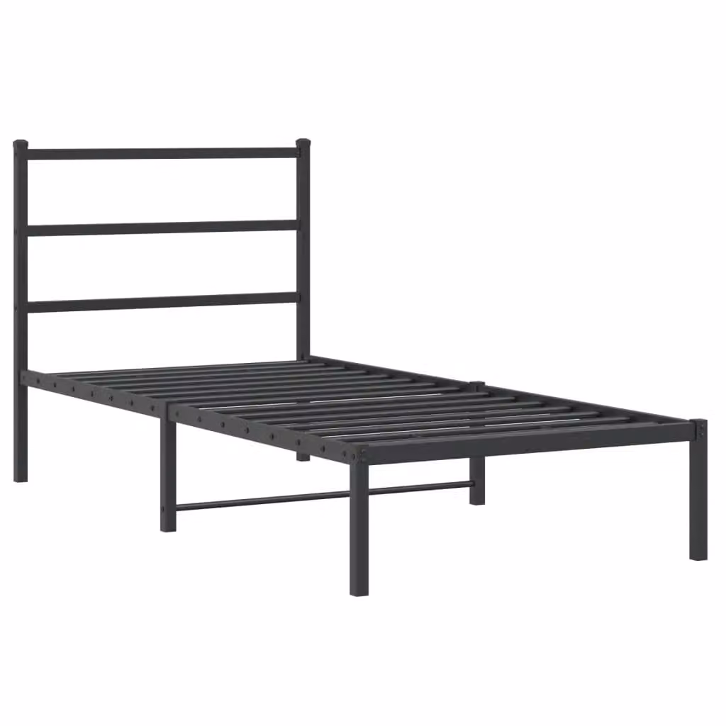 Berkfield Home Metal Bed Frame with Headboard, Black, W/D/H: 90 x 200 cm – 1