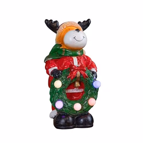 Samuel Alexander Rudy Rudolph Hand Painted Christmas Decoration with LEDs, Brown and Multicolour, Height: 25 cm – 2